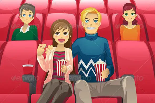 Nikmati film anime romantis bersama pasangan Pasangan sedang menonton film anime.