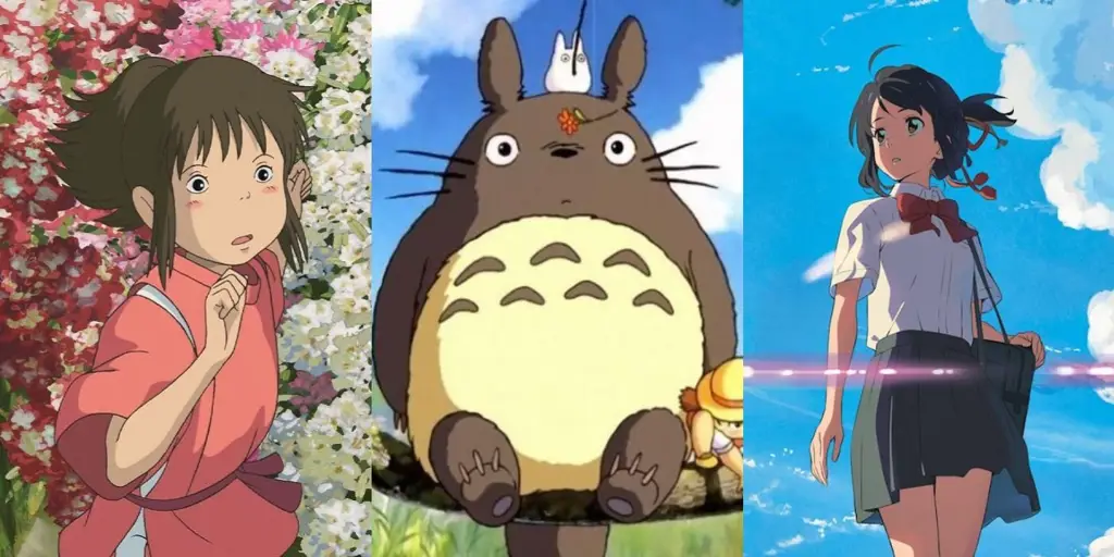 Film anime terbaik sepanjang masa Gambar kolase berbagai adegan dari film anime terkenal