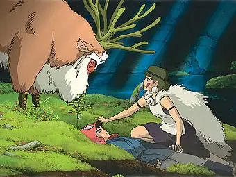 Adegan dari film anime Princess Mononoke.