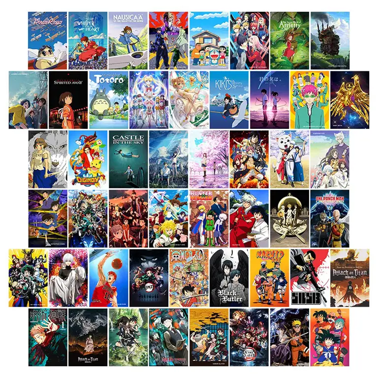 Berbagai film anime terbaik yang direkomendasikan Kolase berbagai film anime populer