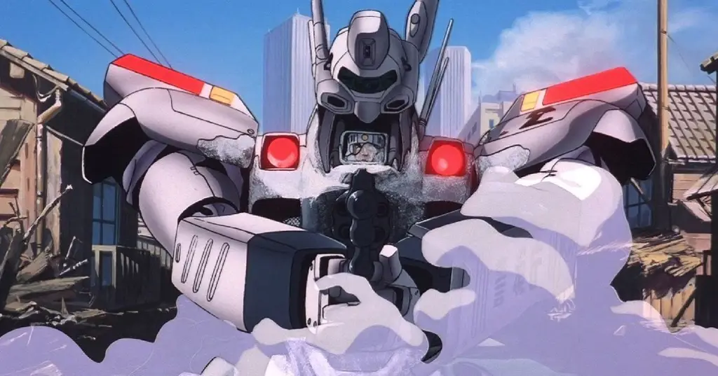 Pertarungan Robot yang Spektakuler Gambar film anime fiksi ilmiah dengan robot raksasa