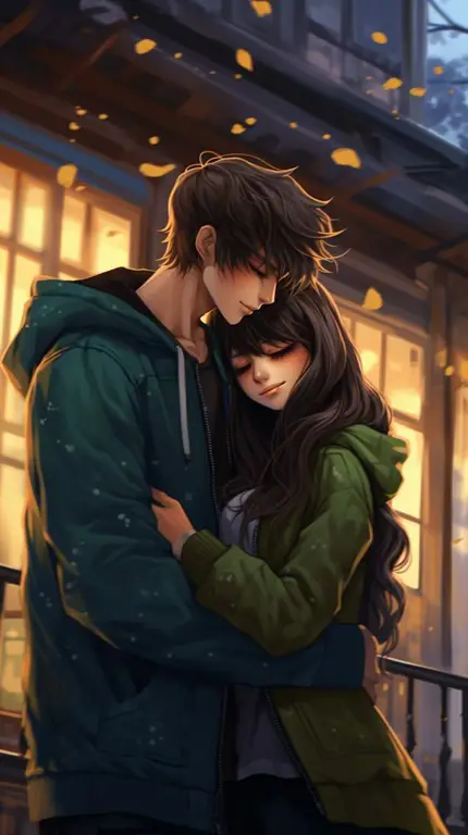 Pasangan Anime Romantis Ilustrasi pasangan anime yang romantis