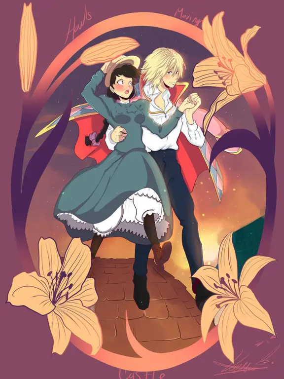 Ilustrasi dari film Howl's Moving Castle.