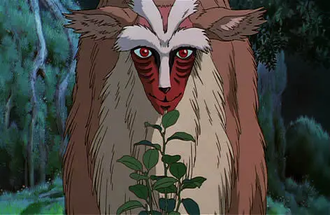Gambar roh hutan dari film Princess Mononoke.