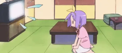 Menikmati Anime di TV Gambar karakter anime sedang menonton televisi