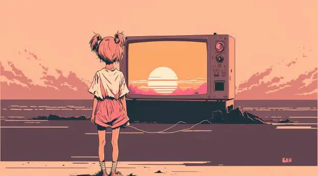 Menikmati Anime HD di Laptop Gambar orang menonton anime di laptop