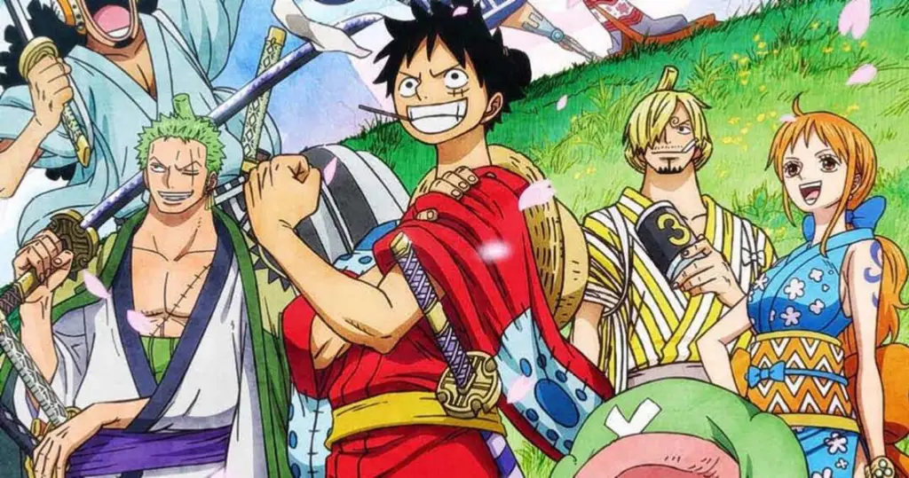 Gambar Luffy dan kru Topi Jerami di Wano Country
