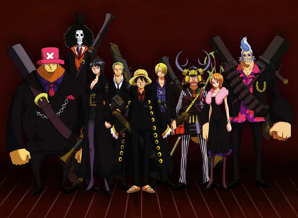 Petualangan Bajak Laut Topi Jerami di Grand Line Luffy dan kru Topi Jerami berlayar di Thousand Sunny