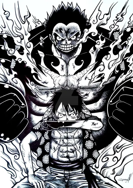 Luffy, Kapten dari Bajak Laut Topi Jerami Ilustrasi karakter Luffy dari One Piece