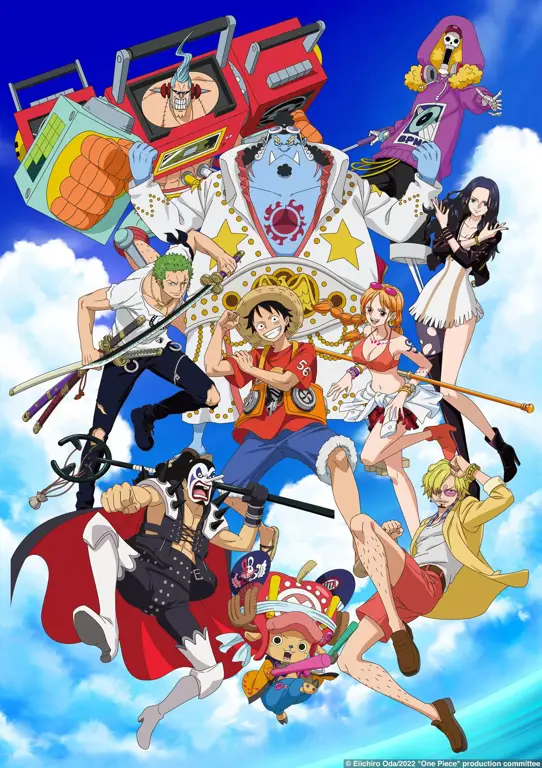 Poster film One Piece Red yang menampilkan Shanks dan Luffy Poster film One Piece Red