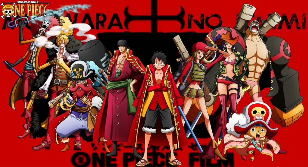 Petualangan seru Luffy dan kru Topi Jerami Gambar Luffy dan kru Topi Jerami sedang berpetualang