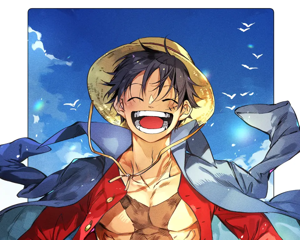 Karakter Utama One Piece Gambar yang menampilkan karakter-karakter utama One Piece, seperti Luffy, Zoro, Nami, dan lainnya.