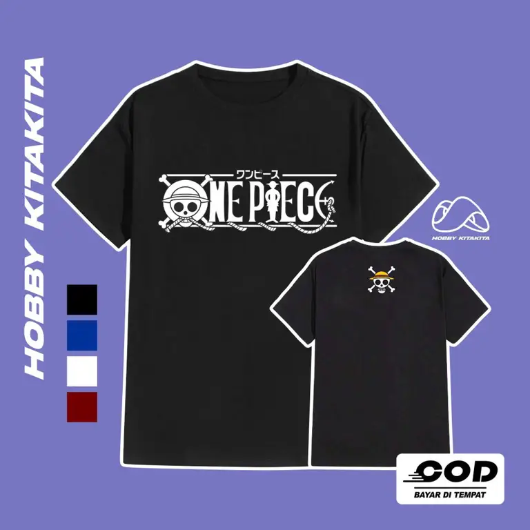 Merchandise One Piece di Indonesia Gambar berbagai macam merchandise One Piece yang dijual di Indonesia.