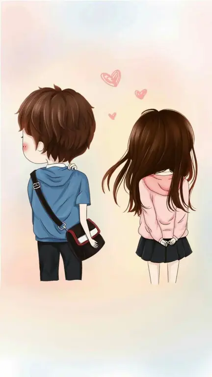 Ilustrasi pasangan anime dalam animasi pendek yang romantis Pasangan anime pendek yang lucu dan manis