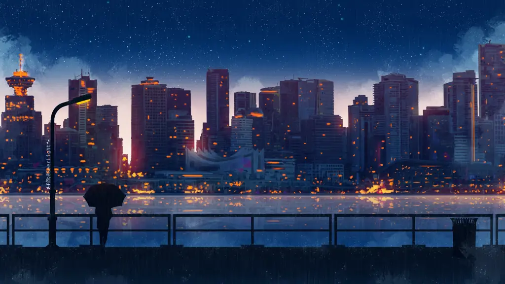 Suasana Menonton Anime Pendek Pemandangan malam yang indah dalam anime
