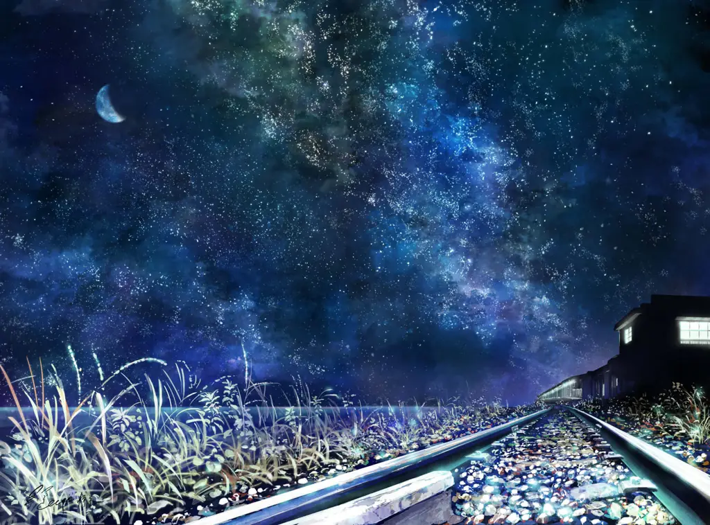 Pemandangan malam yang mempesona dalam dunia anime Gambar pemandangan malam yang indah dalam anime