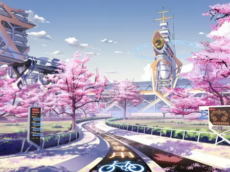 Dunia Anime yang Futuristik Latar belakang kota futuristik anime