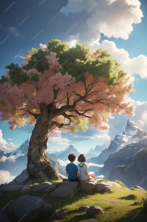 Momen Romantis Anime Pasangan anime lucu menonton matahari terbenam