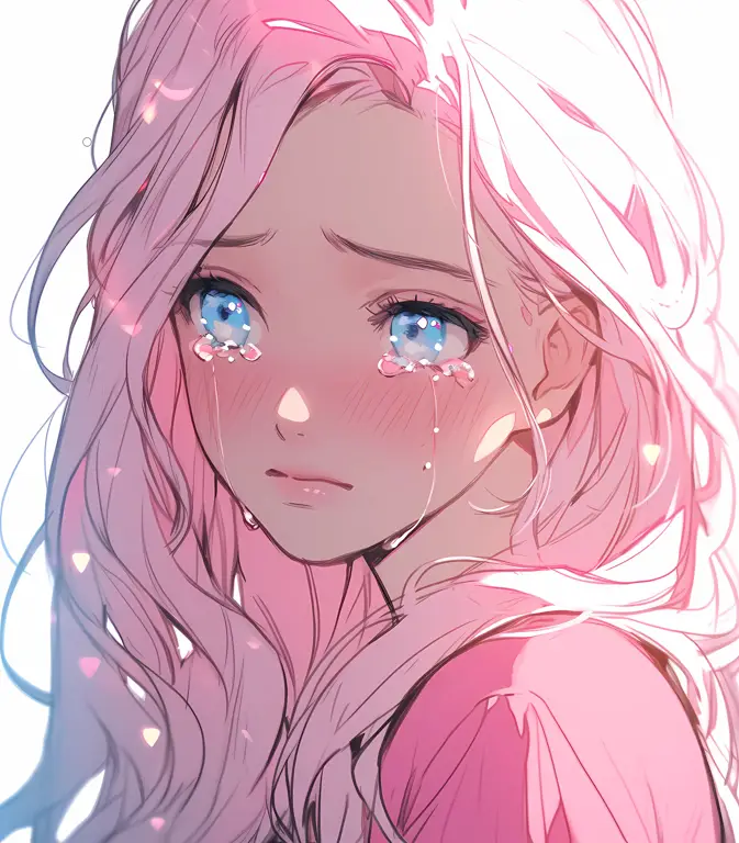 Karakter anime yang sedang sedih Gadis anime sedih sedang menangis