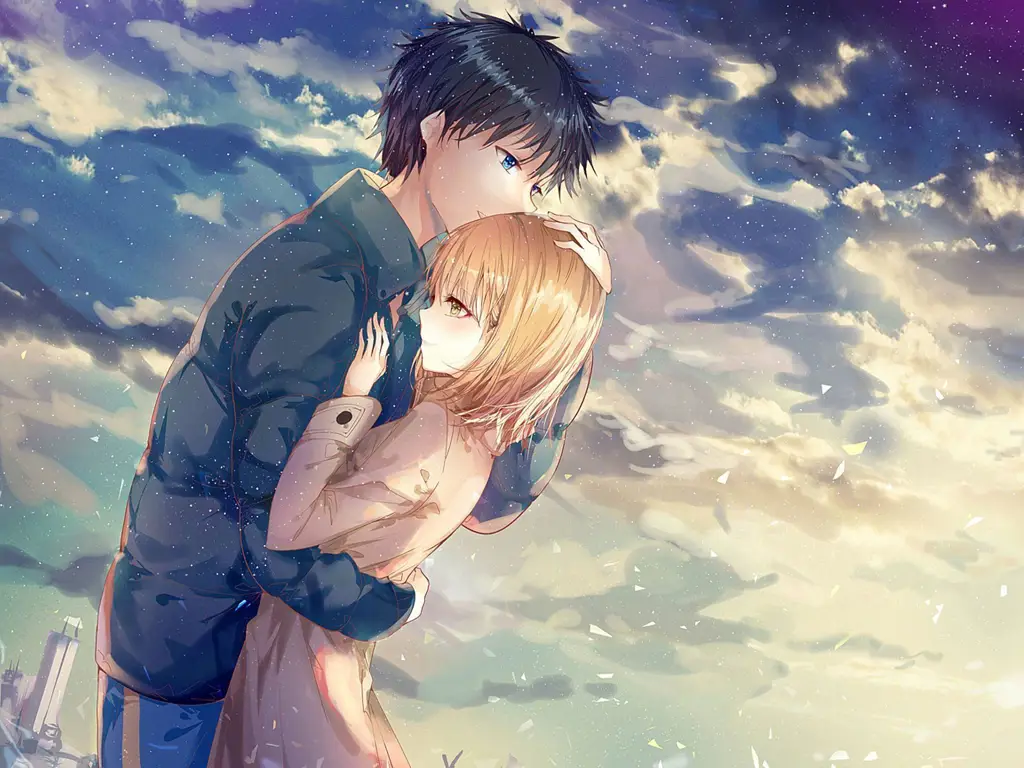 Pasangan Anime Romantis Ilustrasi pasangan anime yang romantis