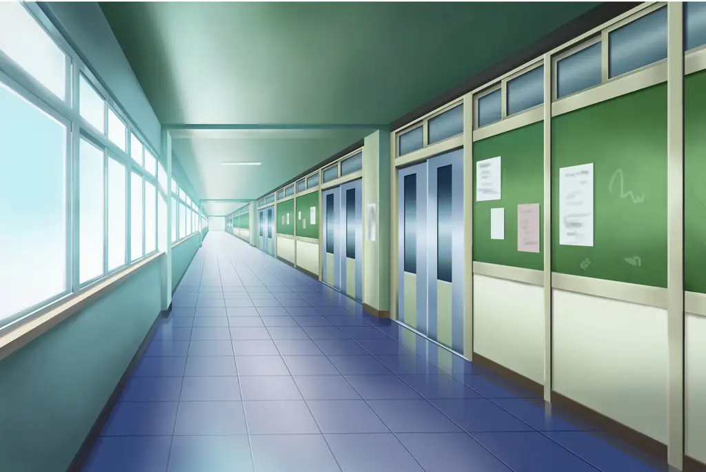 Suasana sekolah di anime Jepang Gambar pemandangan sekolah anime