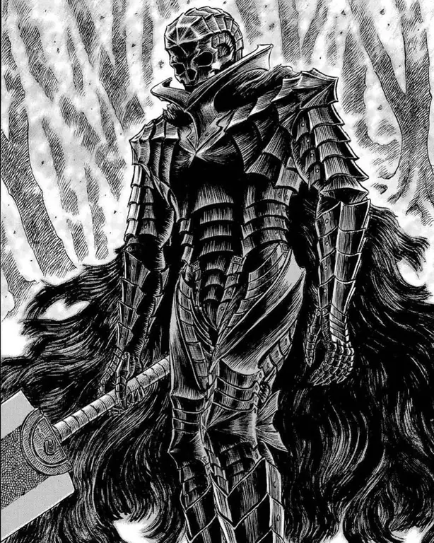 Seni visual yang gelap dan detail dari anime Berserk Ilustrasi dari anime Berserk