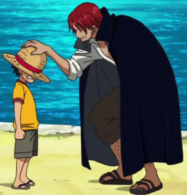 Luffy dan Shanks: Generasi Masa Depan dan Legenda Masa Lalu Gambar Luffy dan Shanks, dua karakter kuat di One Piece