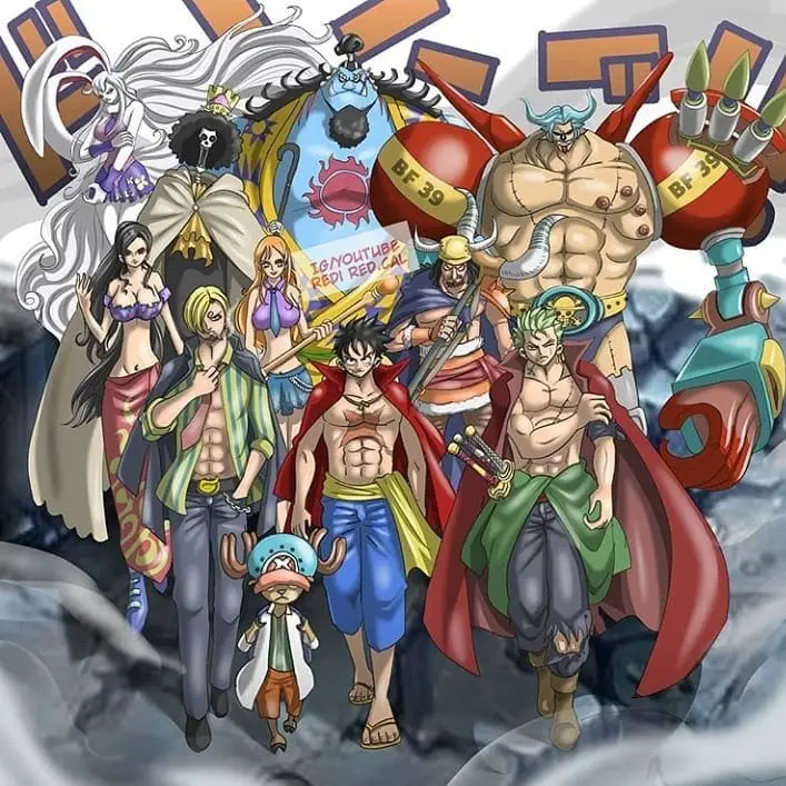 Bajak Laut Topi Jerami Gambar Luffy dan kru Topi Jerami