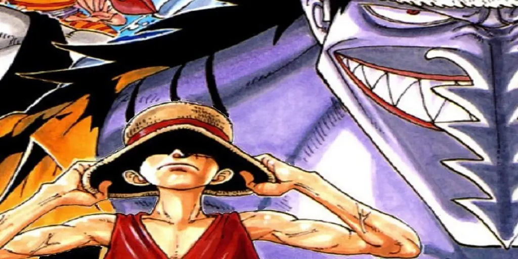 Pertarungan Epik Luffy vs Arlong Gambar adegan pertarungan Luffy melawan Arlong di Arc Arlong Park