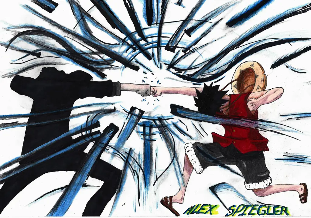 Luffy menggunakan Gear Second dan Gear Third Luffy melawan Rob Lucci di Enies Lobby