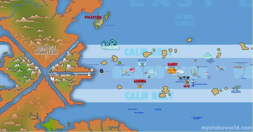 Petualangan di Seluruh Dunia One Piece Peta dunia One Piece yang menampilkan berbagai pulau