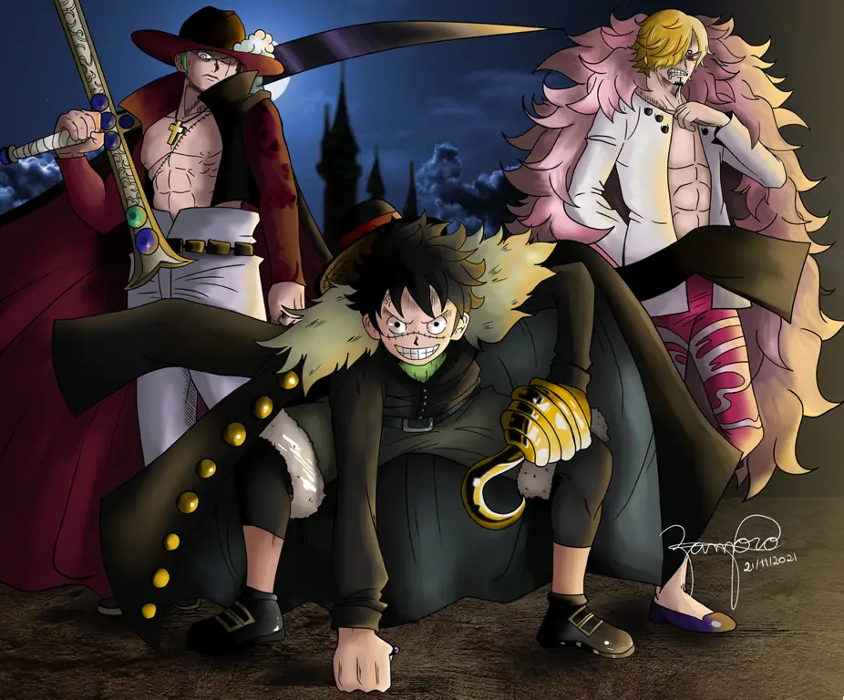 Beberapa musuh kuat yang dihadapi Luffy dalam perjalanannya Potret beberapa penjahat di One Piece