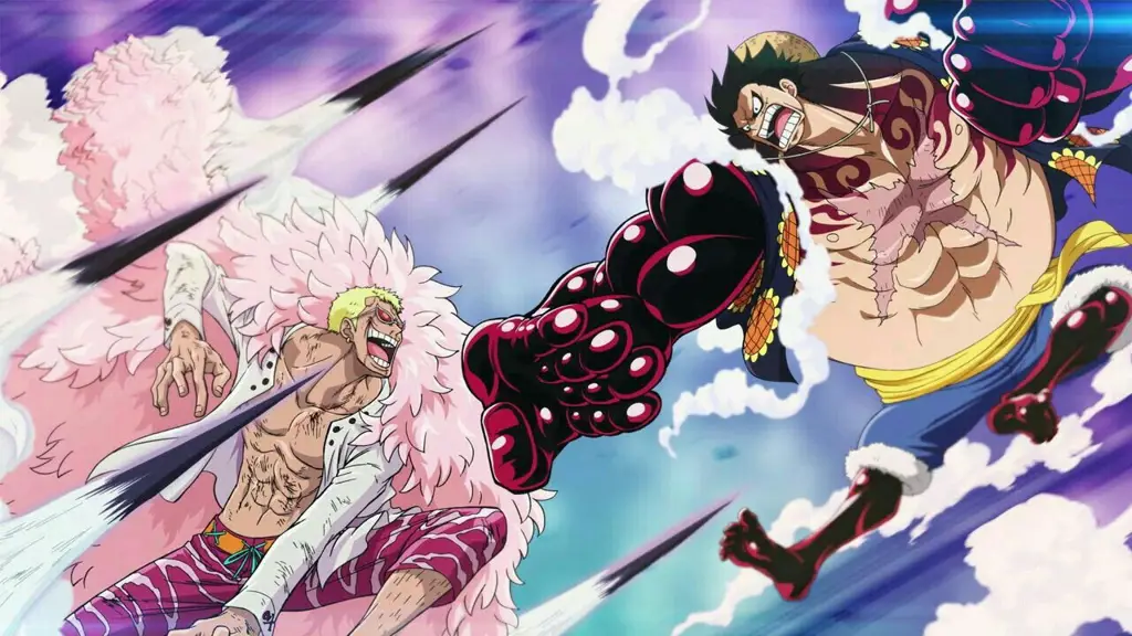 Pertarungan epik di dunia One Piece Gambar adegan pertarungan anime One Piece