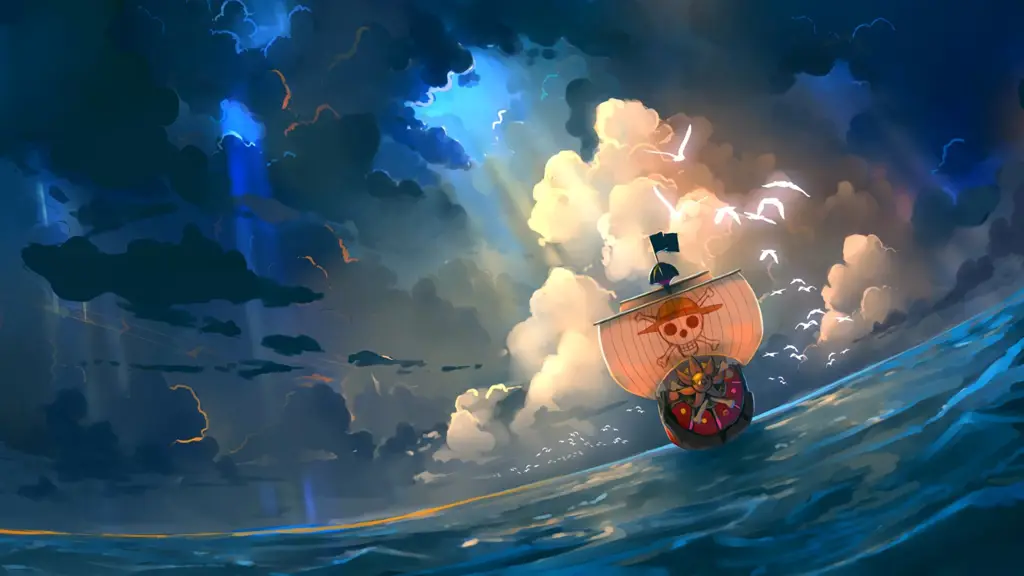 Kapal Thousand Sunny, kapal bajak laut Topi Jerami Gambar kapal Thousand Sunny