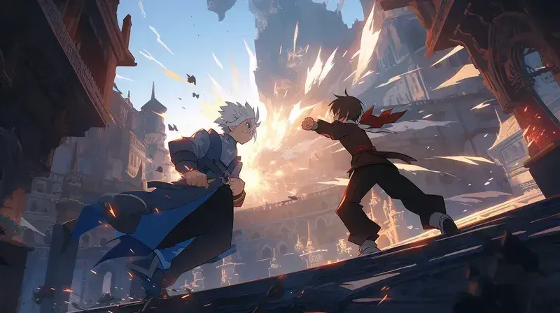 Pertarungan Epik Gambar adegan pertarungan anime