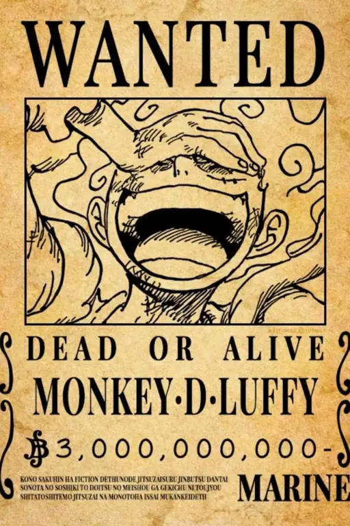 Luffy, kapten kru Topi Jerami Gambar Luffy dalam anime One Piece