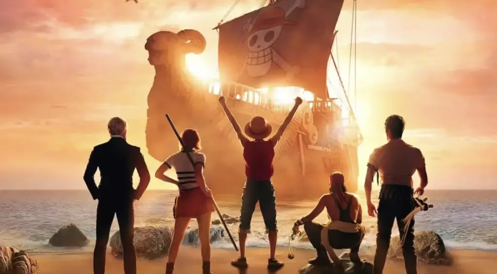 Merayakan Petualangan Seru Bersama One Piece Gambar Luffy dan kru Topi Jerami sedang merayakan kemenangan