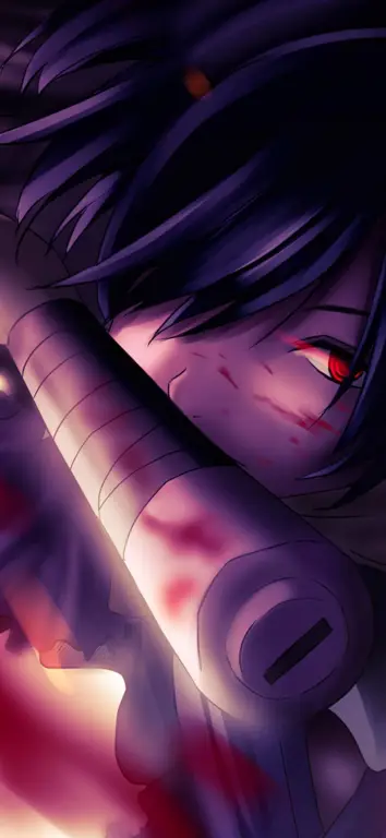 Adegan pertarungan anime yang menegangkan Gambar adegan pertarungan anime dengan karakter misterius