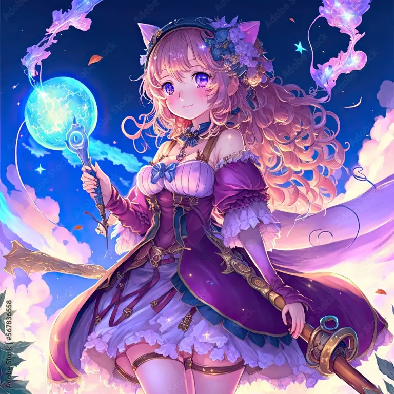 Kekuatan Sihir yang Menakjubkan Ilustrasi karakter anime dengan kekuatan sihir yang luar biasa