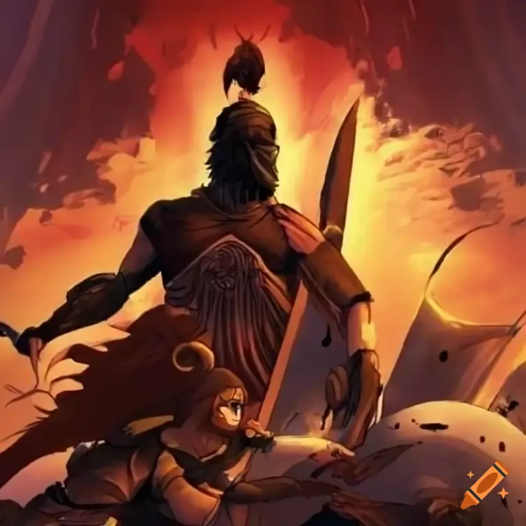 Pertempuran yang Mengguncang Dunia Gambar adegan pertarungan anime yang epik