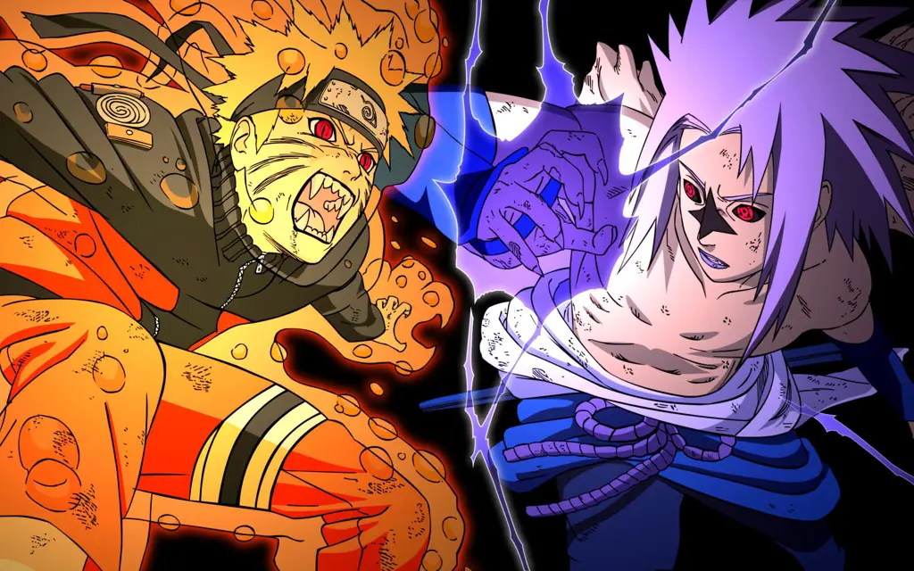 Pertarungan epik karakter overpowered Gambar karakter anime sedang bertarung