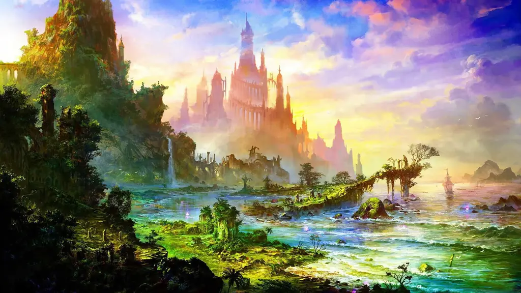 Pemandangan Dunia Fantasi dalam Anime Isekai Gambar pemandangan dunia fantasi dari anime