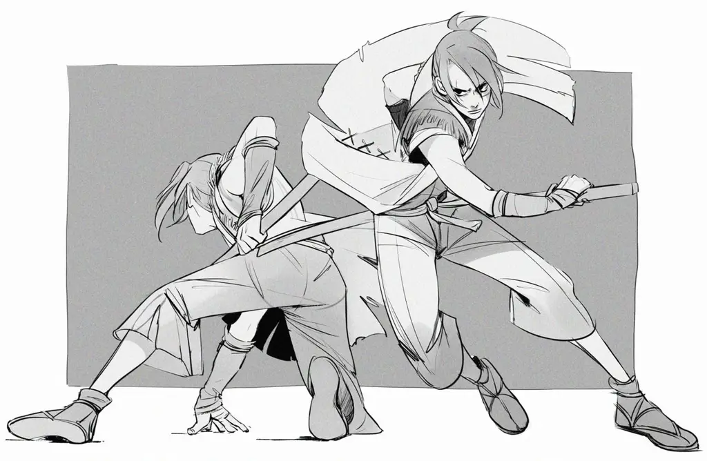 Pertarungan yang Mendebarkan Gambar adegan pertarungan epik dalam anime