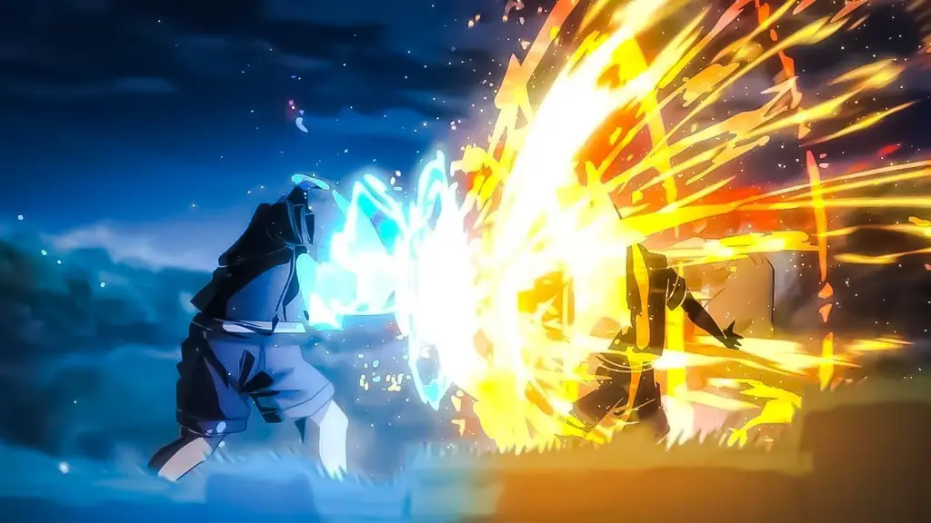 Pertarungan epik dengan kekuatan super Adegan pertarungan anime yang epik dan menegangkan
