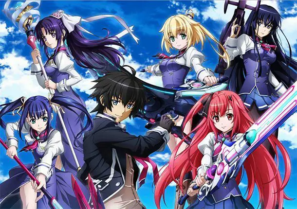 Pertarungan Sihir yang Menakjubkan Ilustrasi pertarungan sihir di sekolah anime