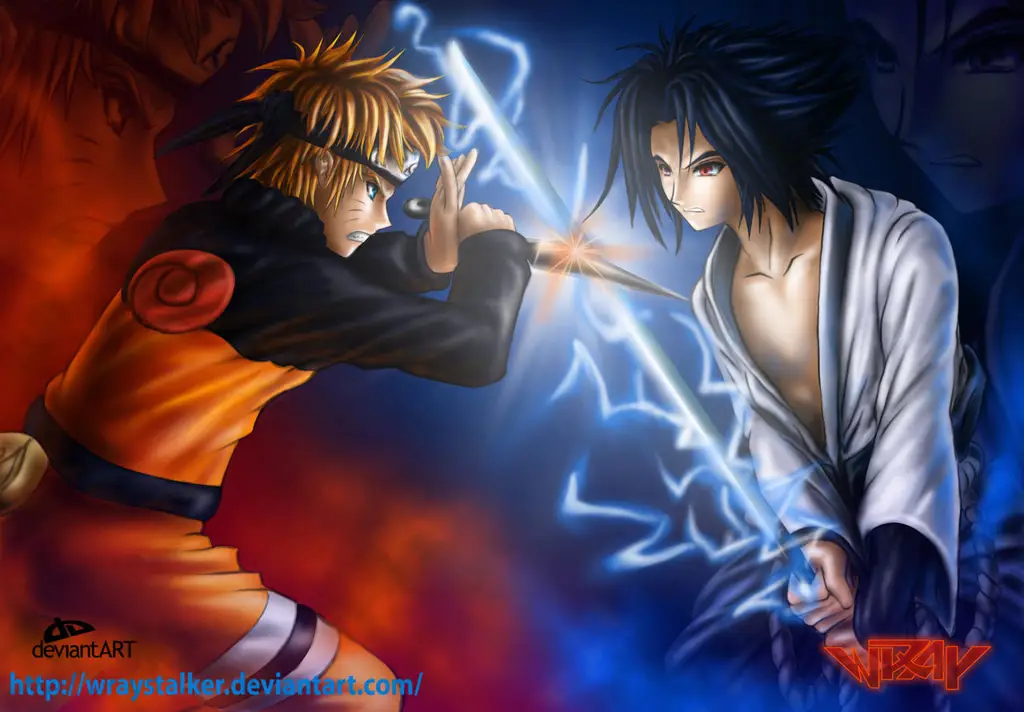 Pertarungan Epik Karakter Anime Overpower Gambar karakter anime sedang bertarung dengan kekuatan super