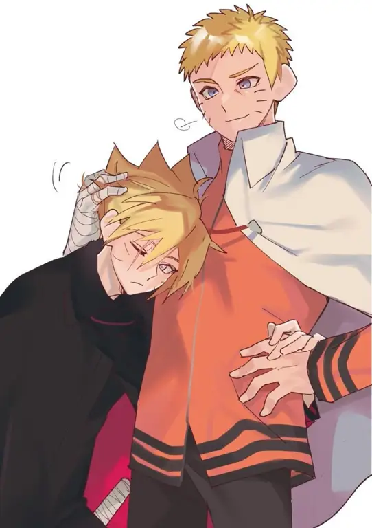 Naruto dan Boruto, Dua Generasi Ninja Gambar Naruto dan Boruto bersama