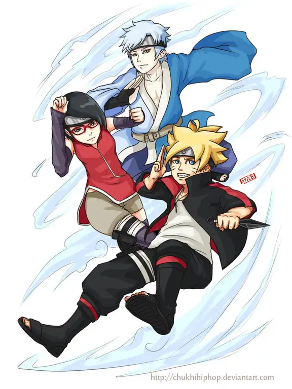Kerja Sama Tim yang Padat Adegan kerja sama tim Boruto
