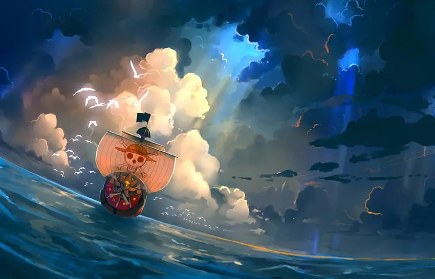 Thousand Sunny berlayar Gambar kapal Thousand Sunny