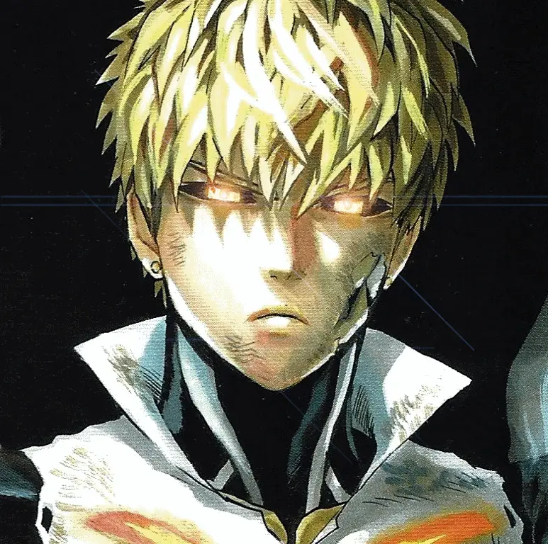 Genos, cyborg setia yang selalu membantu Saitama. Genos, murid Saitama yang merupakan cyborg kuat.